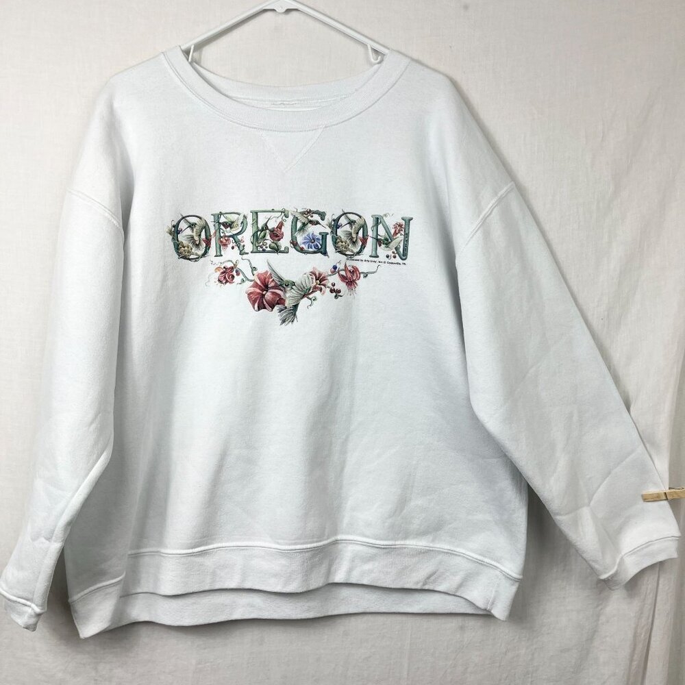Oversized Cottagecore Oregon Sweatshirt Womens XL 90s Baggy‎ Y2K Modest Floral